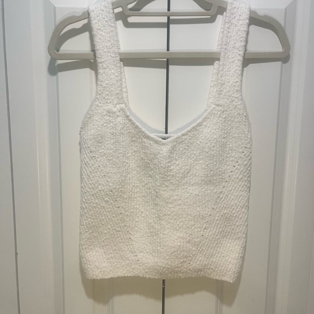 Forever 21 White Textured Tank Top